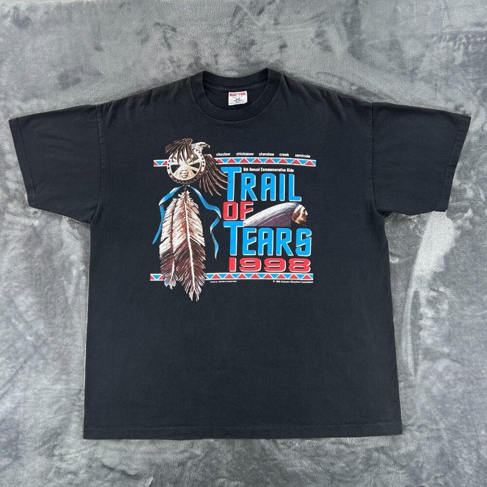 Trail of Tears 1998 5th Annual Commemorative Ride Men XL Motorcycle T Shirt
